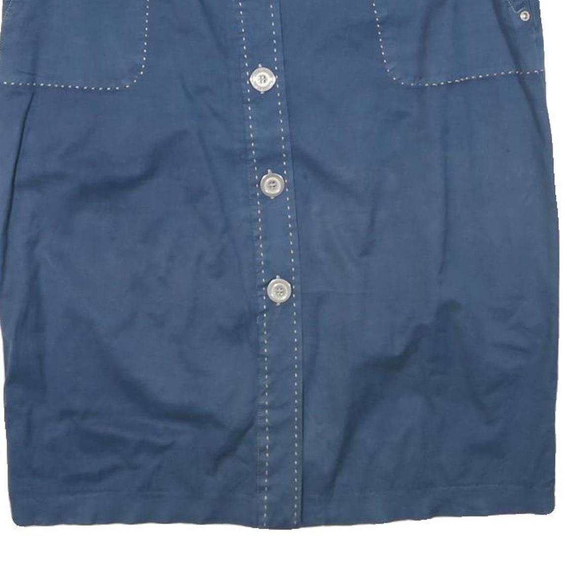 ELANA MIRO Womens Blue Cotton Blend Button Midi Skirt XL Casual Classic Style