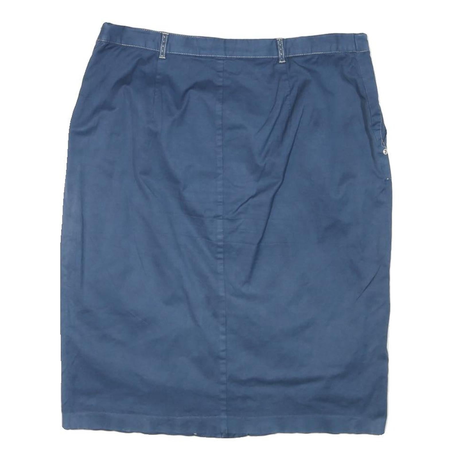 ELANA MIRO Womens Blue Cotton Blend Button Midi Skirt XL Casual Classic Style