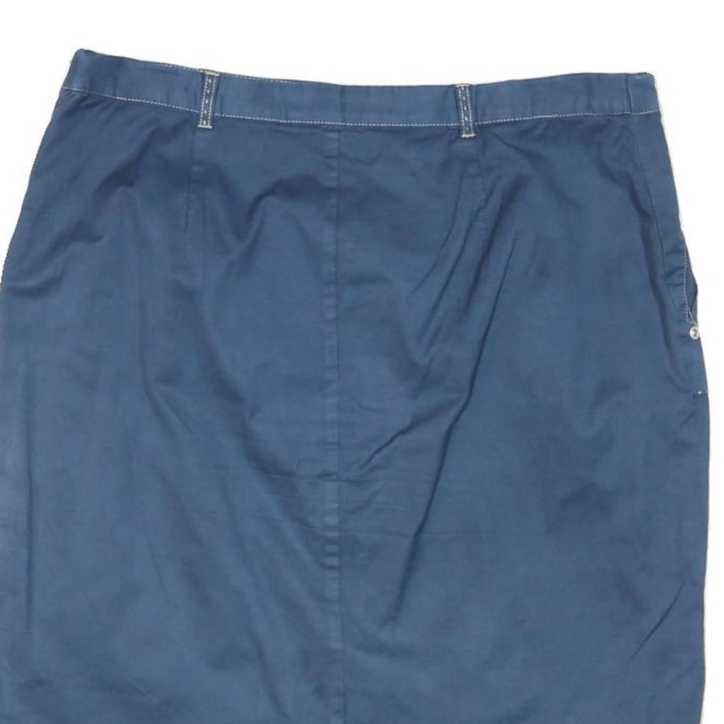 ELANA MIRO Womens Blue Cotton Blend Button Midi Skirt XL Casual Classic Style