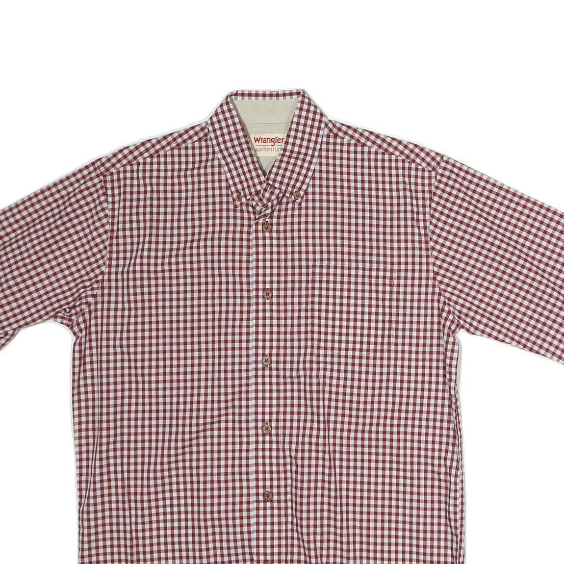 WRANGLER Mens Red & White Check Shirt S Button Down Short Sleeve Cotton Casual