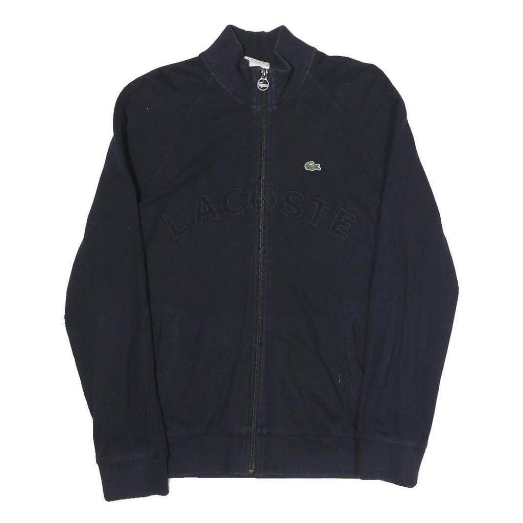 LACOSTE Mens Navy Blue Cotton Blend Zip Jacket S Casual Sportswear Track Top