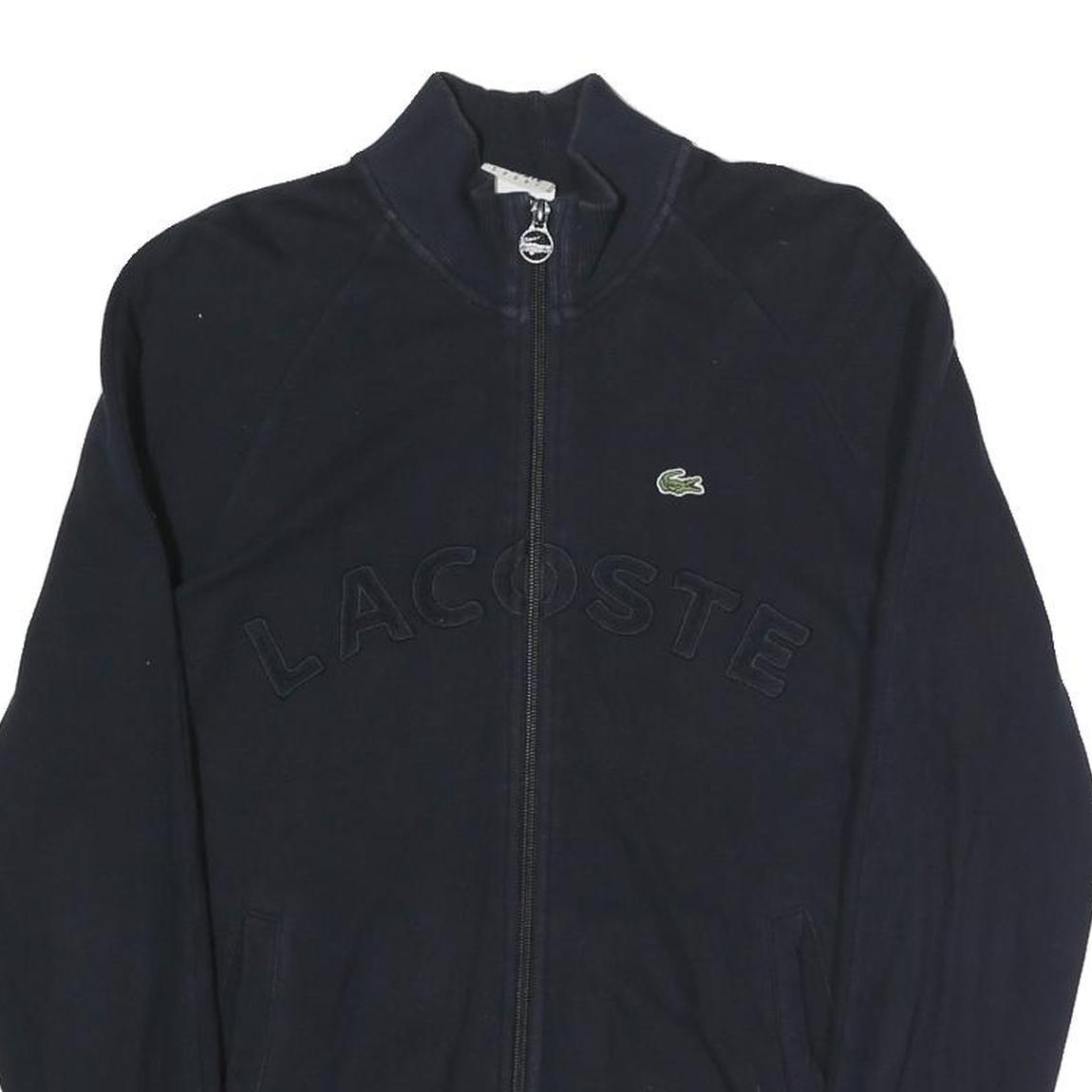 LACOSTE Mens Navy Blue Cotton Blend Zip Jacket S Casual Sportswear Track Top