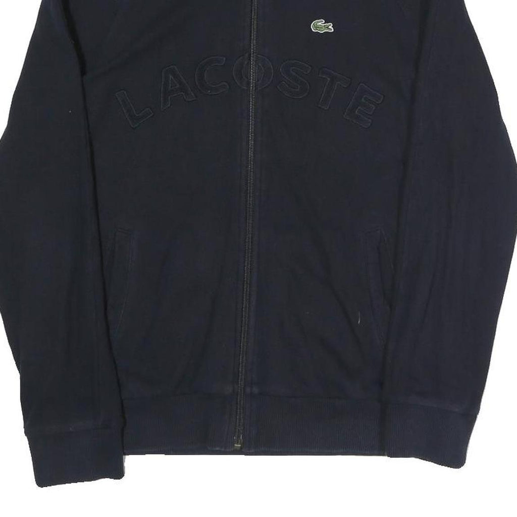 LACOSTE Mens Navy Blue Cotton Blend Zip Jacket S Casual Sportswear Track Top