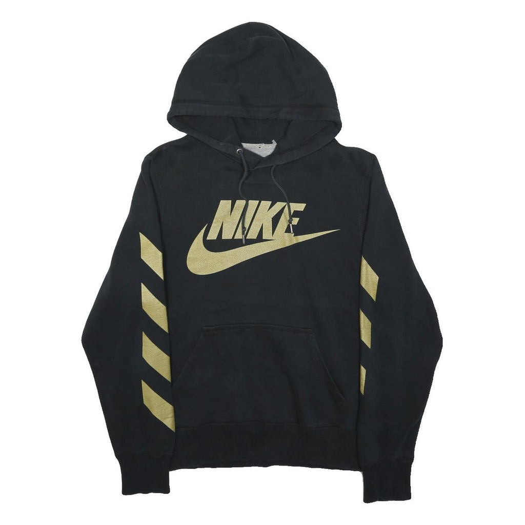 NIKE Womens Black & Gold Hoodie S Pullover Cotton Blend Sports Sweatshirt