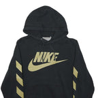 NIKE Womens Black & Gold Hoodie S Pullover Cotton Blend Sports Sweatshirt