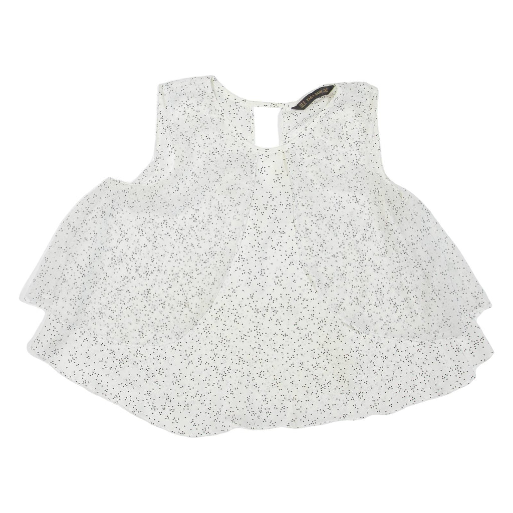 ZARA Womens Printed Top White Sleeveless Spotted M