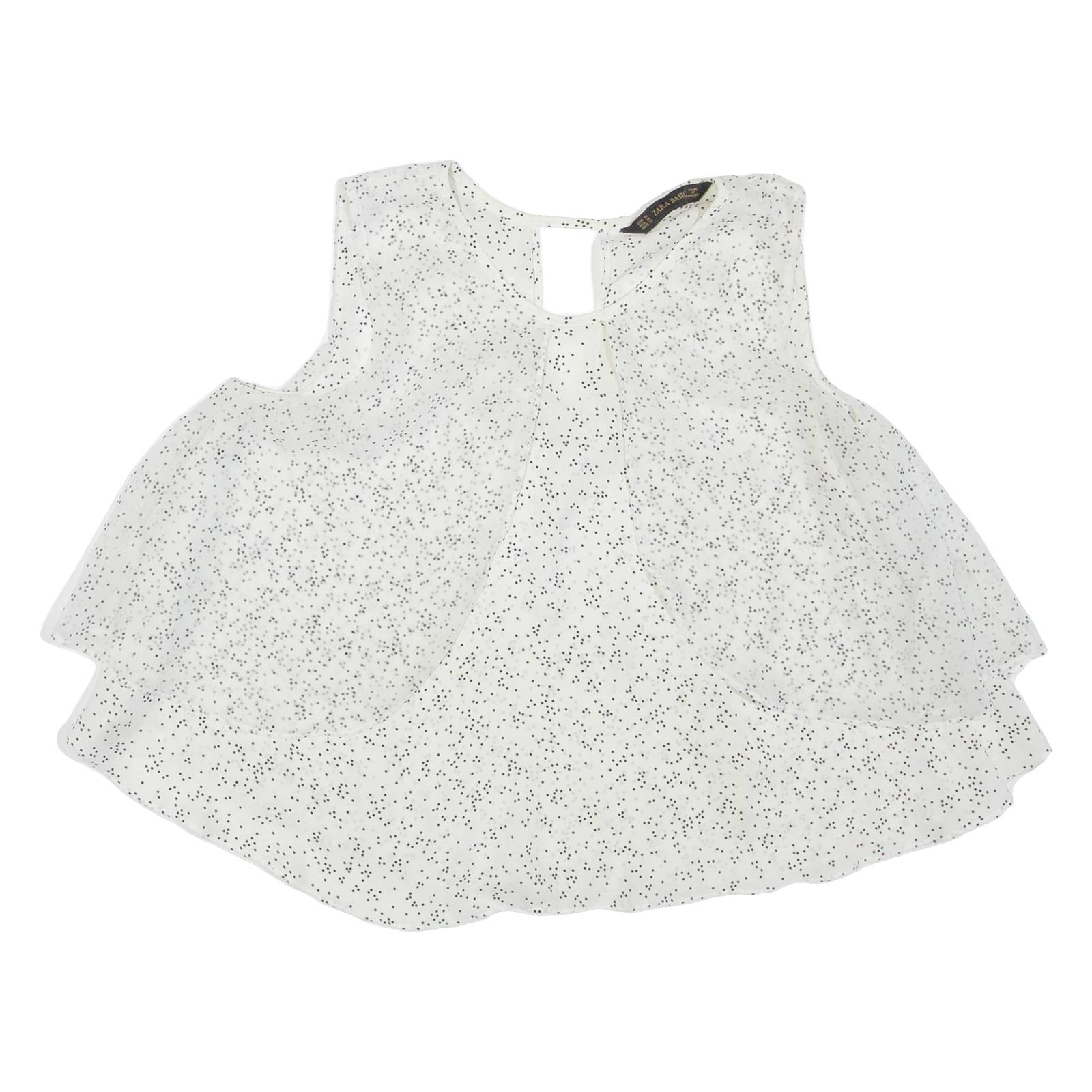ZARA Womens Printed Top White Sleeveless Spotted M