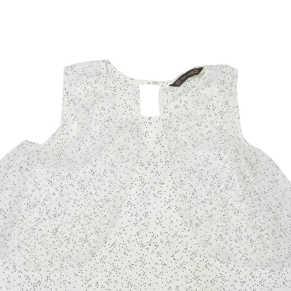 ZARA Womens Printed Top White Sleeveless Spotted M