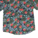 Mens Navy Blue Red Green Floral Pattern Short Sleeve Shirt M Cotton Summer