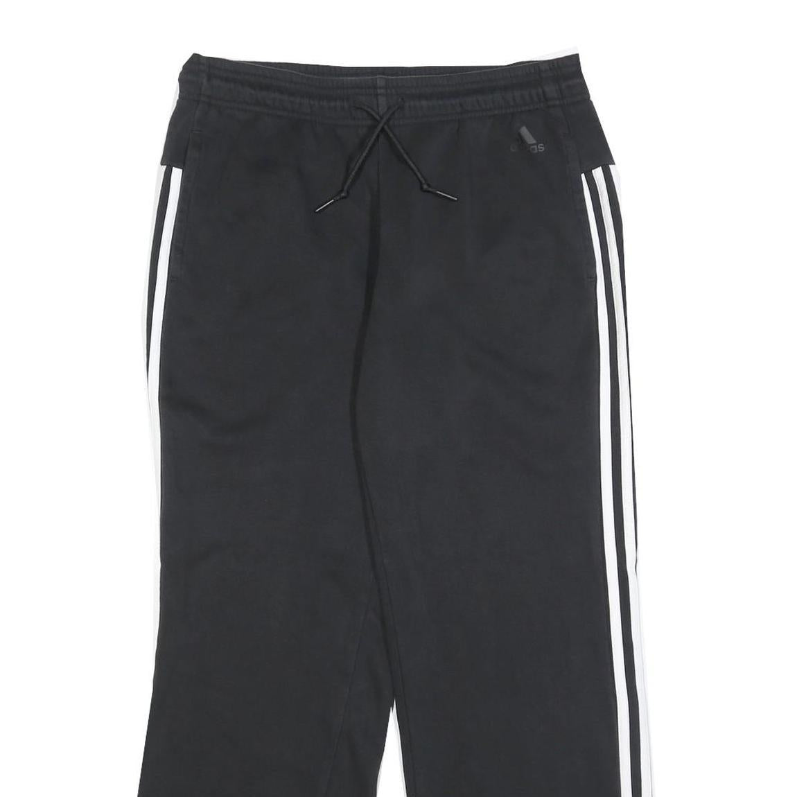 ADIDAS Womens Joggers Black & White Slim Straight UK 12 W30 L30 Cotton Blend