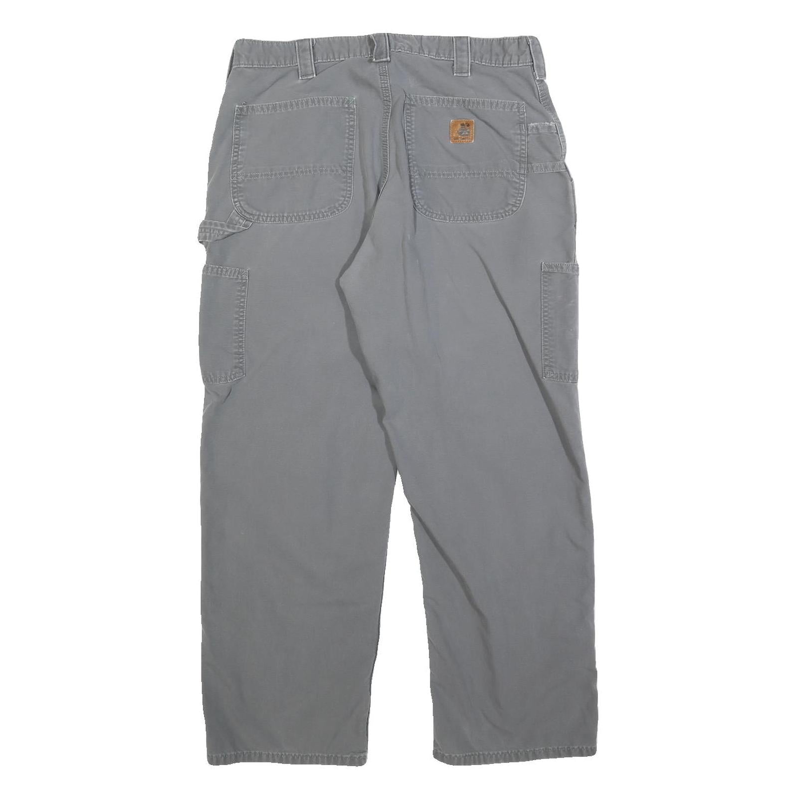 CARHARTT Mens Cotton Blend Grey Relaxed Straight Trousers W34 L30 Workwear