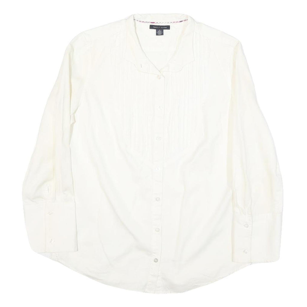 TOMMY HILFIGER Womens White Shirt Long Sleeve Collared M Classic Cotton Blend
