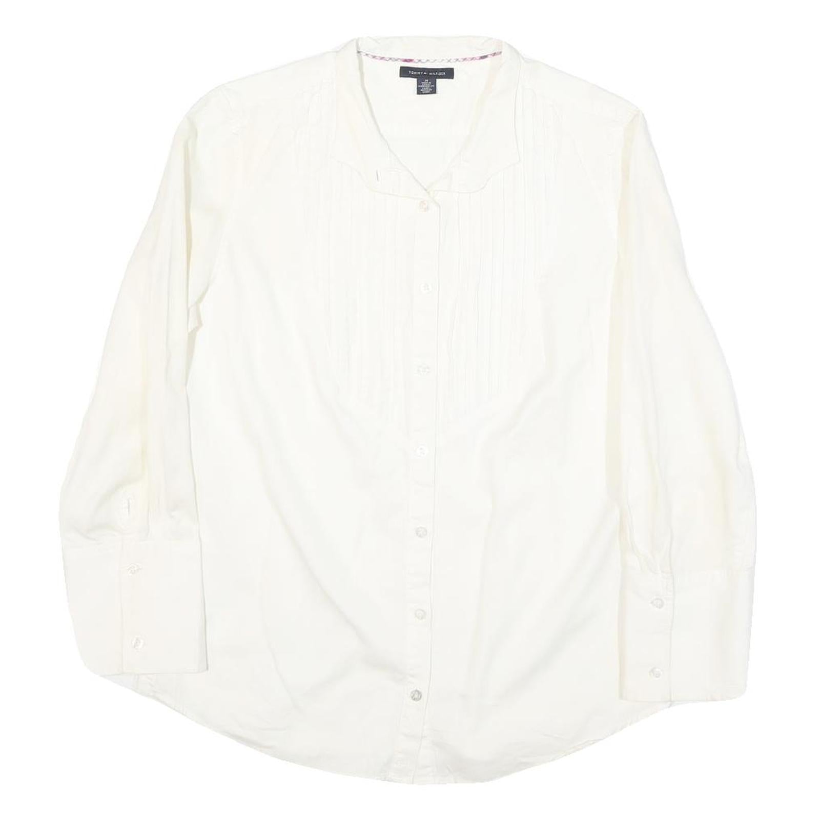 TOMMY HILFIGER Womens White Shirt Long Sleeve Collared M Classic Cotton Blend