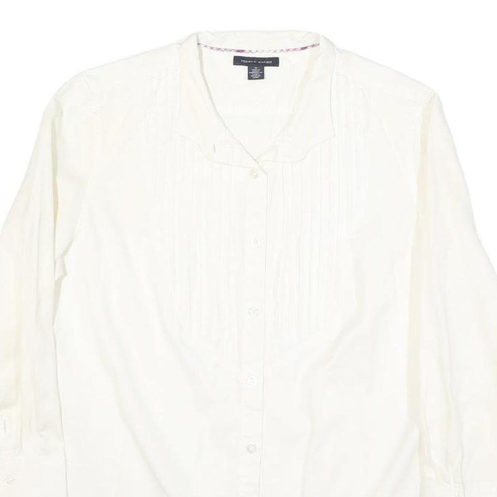 TOMMY HILFIGER Womens White Shirt Long Sleeve Collared M Classic Cotton Blend