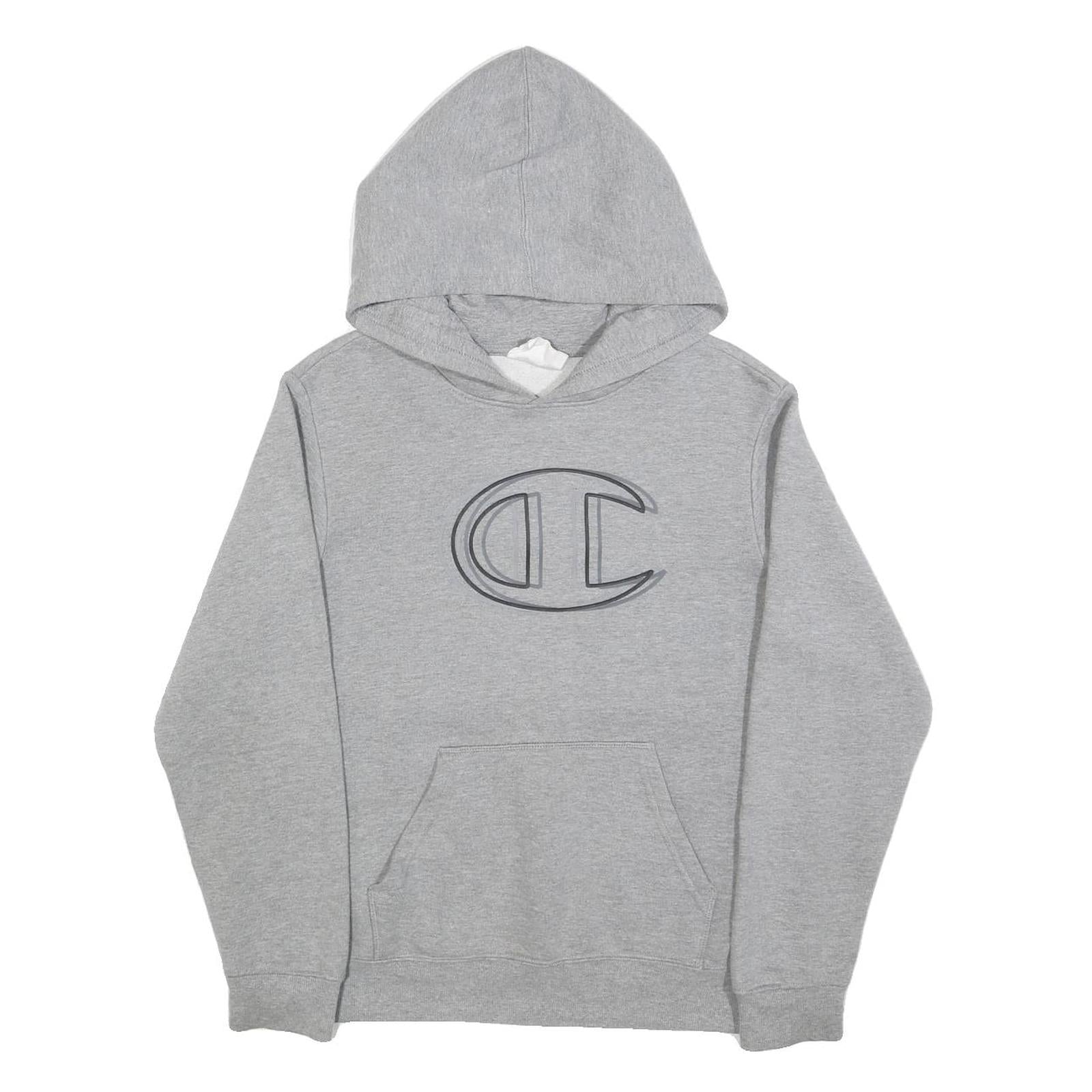 CHAMPION Womens Grey Hoodie L Cotton Blend Pullover Sweatshirt