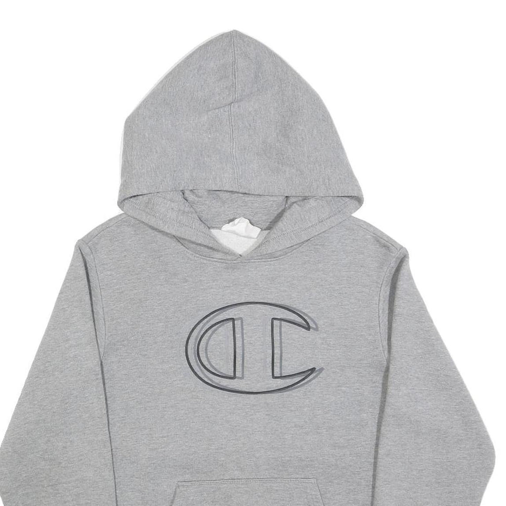 CHAMPION Womens Grey Hoodie L Cotton Blend Pullover Sweatshirt