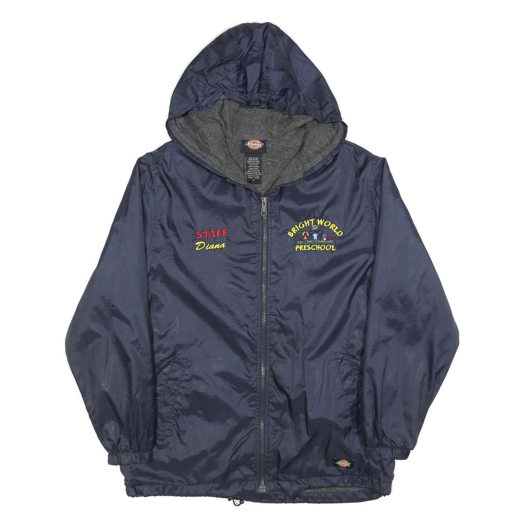 DICKIES Womens Navy Blue Staff Preschool Embroidered Zip Hooded Jacket S