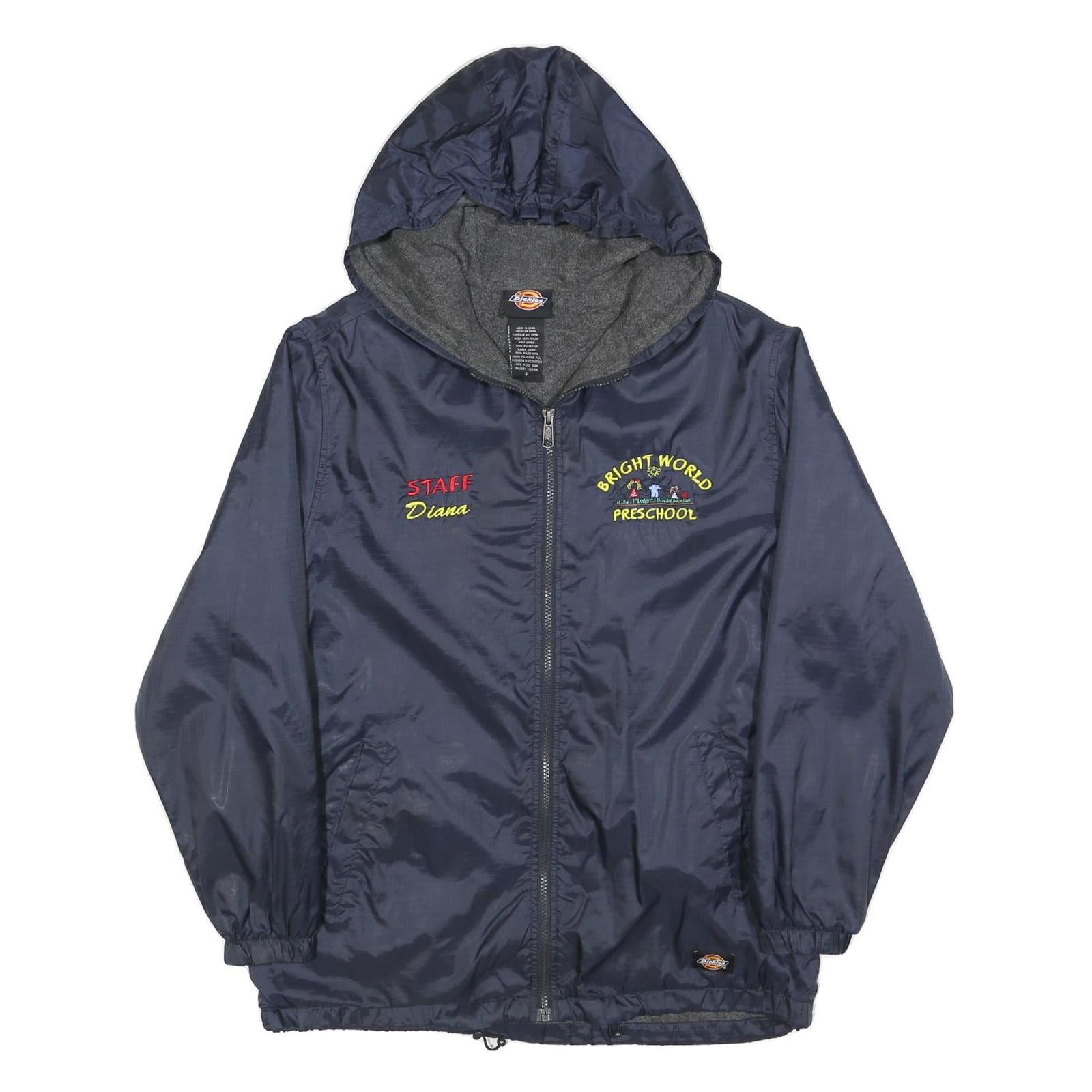 DICKIES Womens Navy Blue Staff Preschool Embroidered Zip Hooded Jacket S