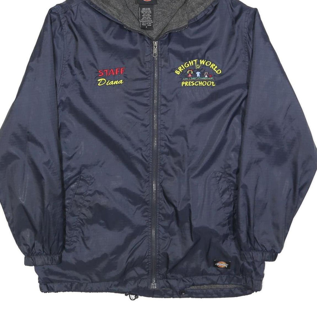 DICKIES Womens Navy Blue Staff Preschool Embroidered Zip Hooded Jacket S