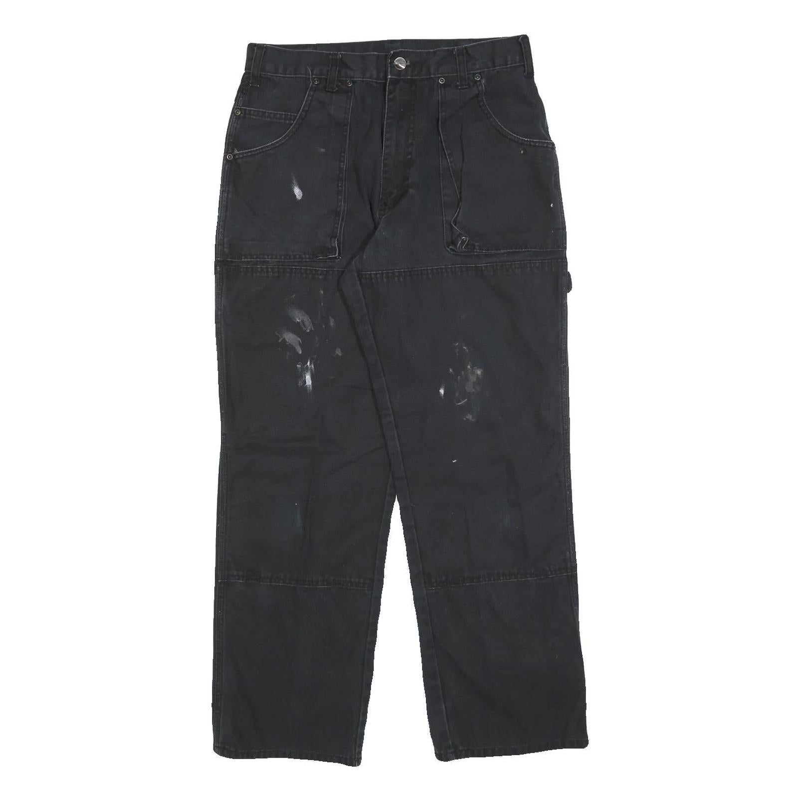 DICKIES Mens Regular Fit Black Cotton Blend Workwear Trousers W32 L30