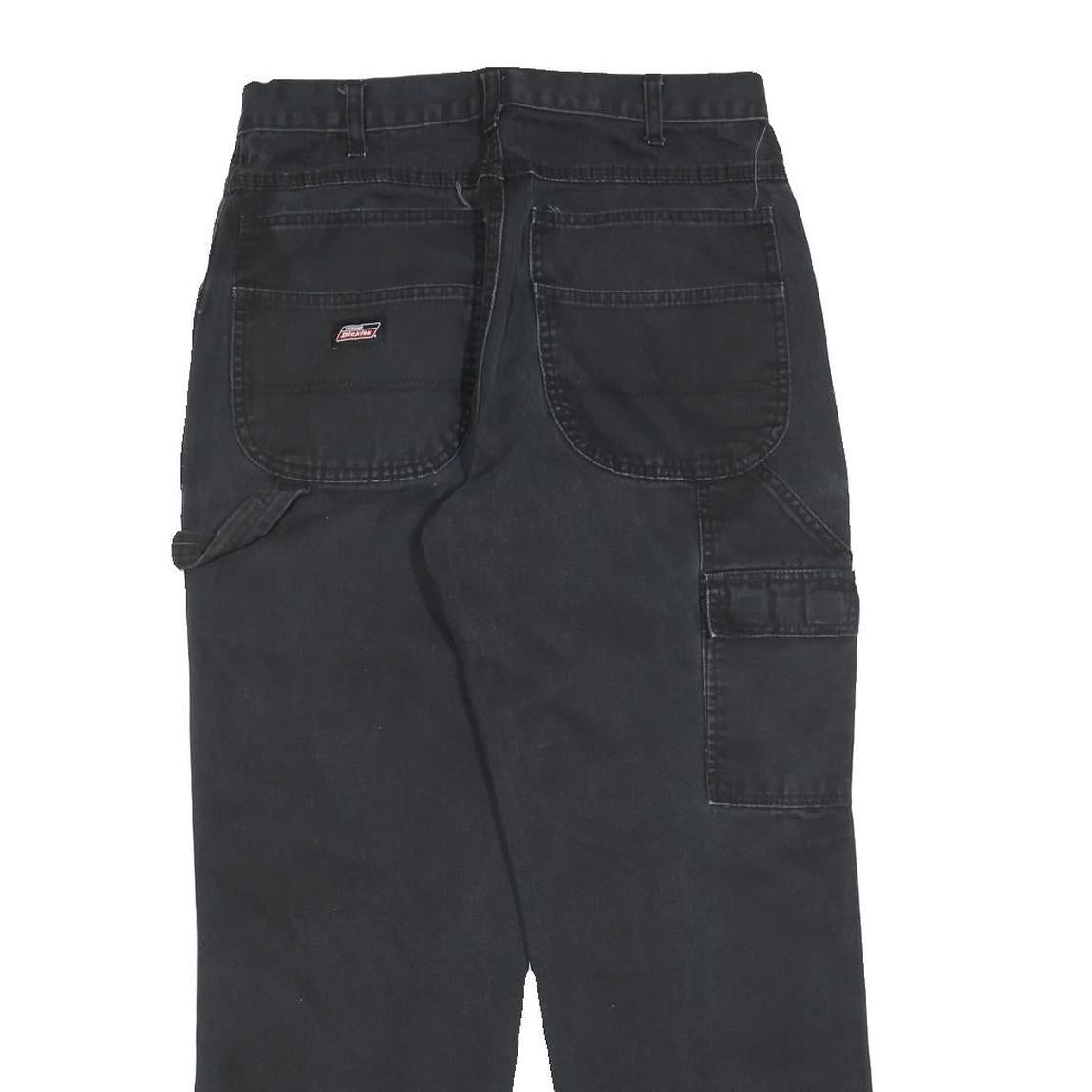 DICKIES Mens Regular Fit Black Cotton Blend Workwear Trousers W32 L30