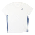 ADIDAS Mens White & Navy Blue Graphic T-Shirt S Short Sleeve Crew Neck