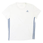 ADIDAS Mens White & Navy Blue Graphic T-Shirt S Short Sleeve Crew Neck