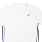 ADIDAS Mens White & Navy Blue Graphic T-Shirt S Short Sleeve Crew Neck