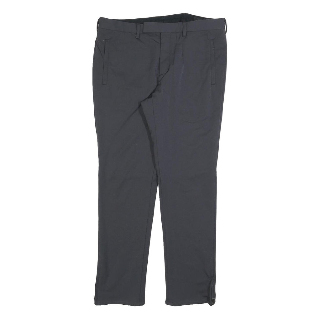 PRADA Womens Polyester Blend Black Slim Trousers W34 L30 Zip Closure Stylish