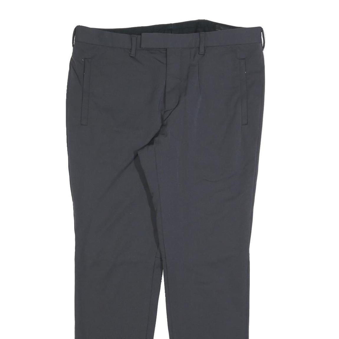 PRADA Womens Polyester Blend Black Slim Trousers W34 L30 Zip Closure Stylish