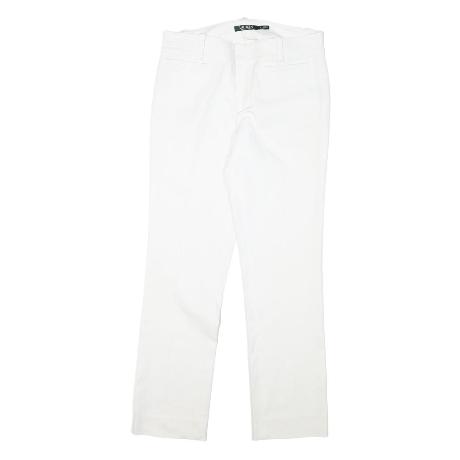 LAUREN RALPH LAUREN Womens Cotton Blend White Slim Straight Trousers W30 L28