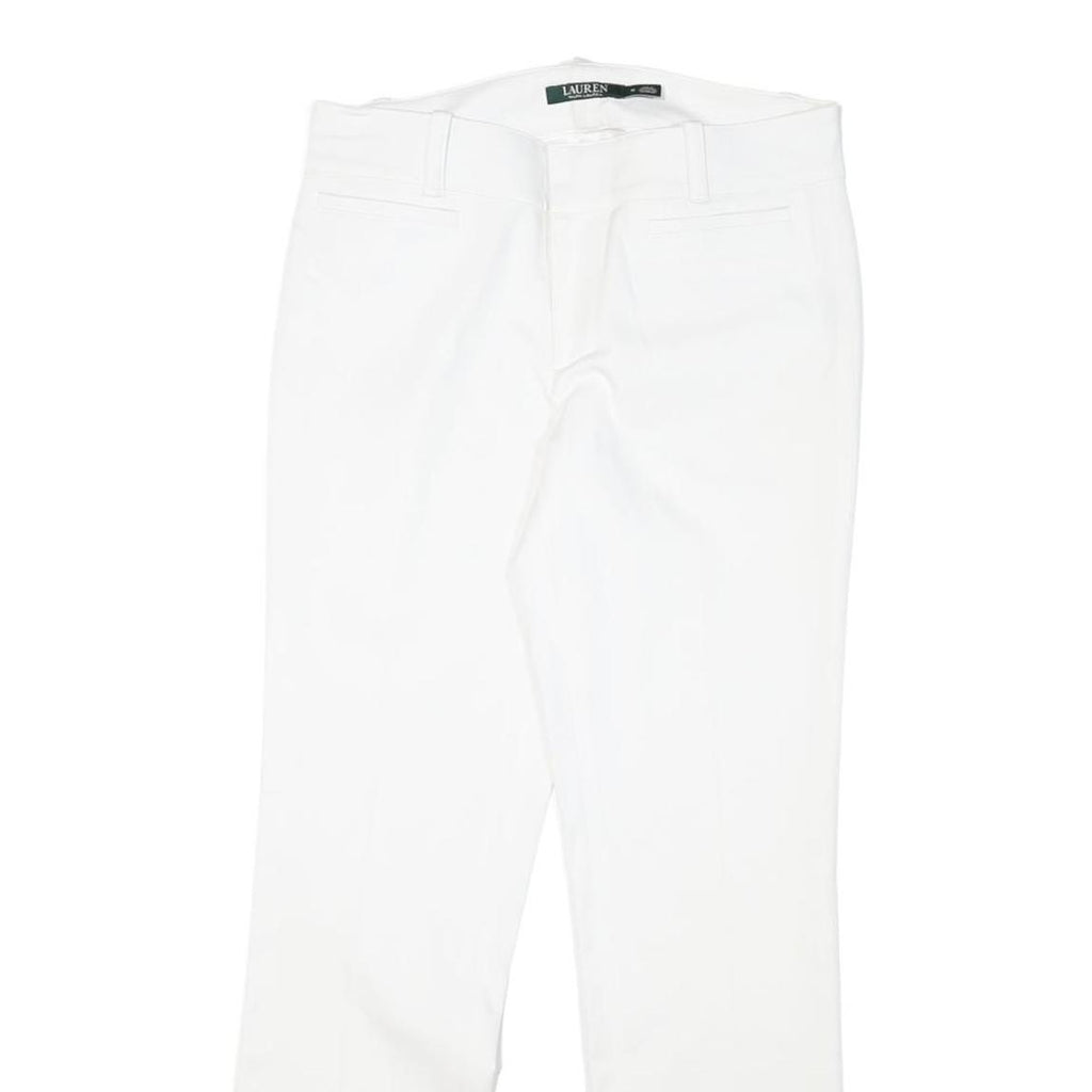 LAUREN RALPH LAUREN Womens Cotton Blend White Slim Straight Trousers W30 L28