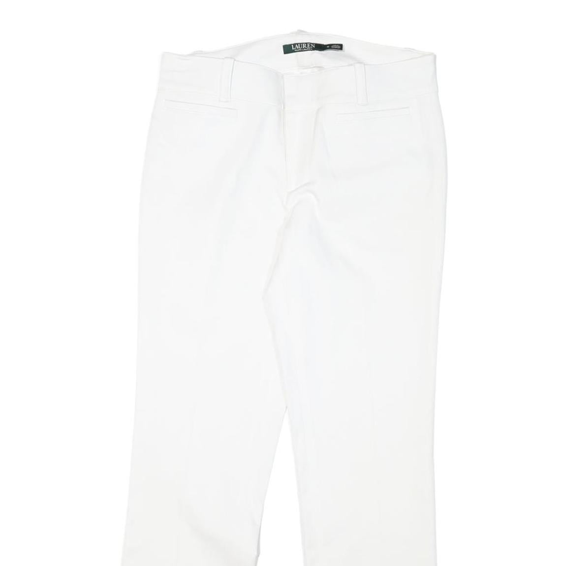 LAUREN RALPH LAUREN Womens Cotton Blend White Slim Straight Trousers W30 L28