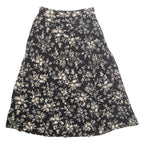 TALBOTS Buttoned Womens Flare Skirt Black Long Floral UK 12
