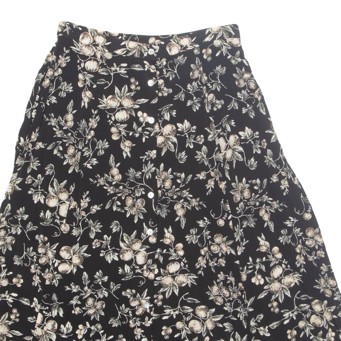 TALBOTS Buttoned Womens Flare Skirt Black Long Floral UK 12