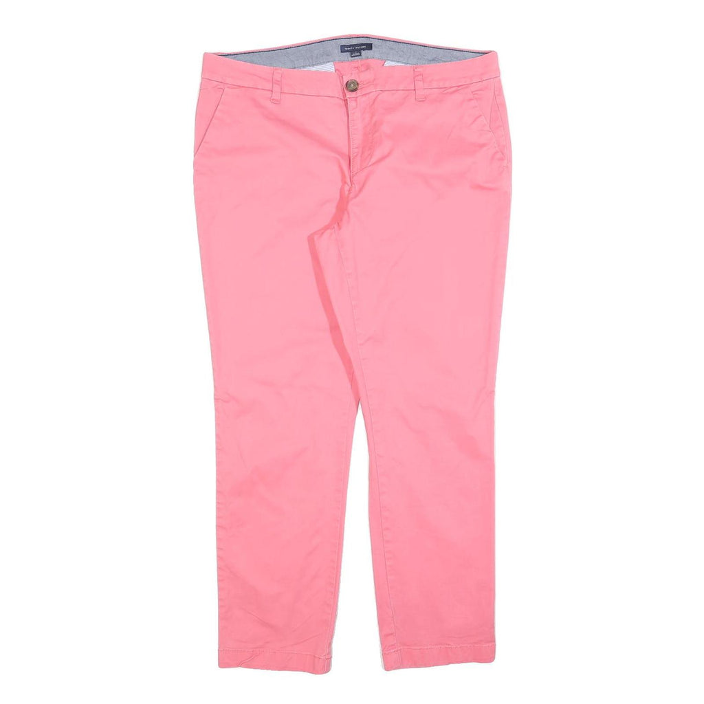 TOMMY HILFIGER Womens Cotton Blend Pink Slim Straight Trousers W34 L28 Stylish