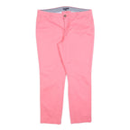 TOMMY HILFIGER Womens Cotton Blend Pink Slim Straight Trousers W34 L28 Stylish