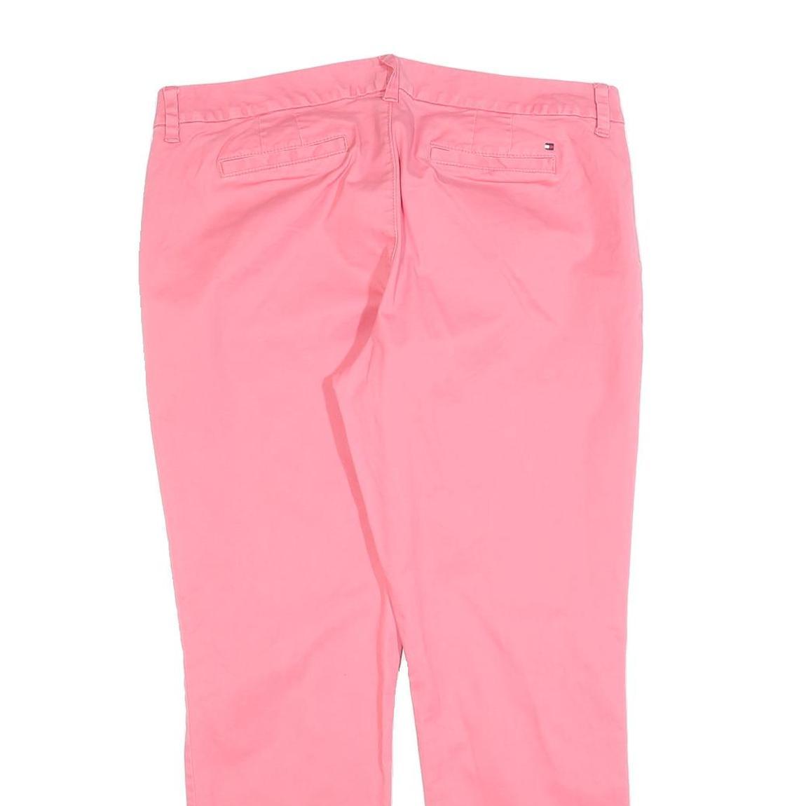 TOMMY HILFIGER Womens Cotton Blend Pink Slim Straight Trousers W34 L28 Stylish