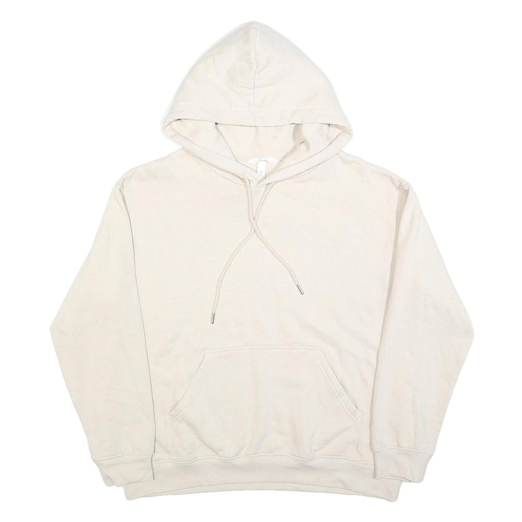 H&M Womens Cream Pullover Hoodie M Cotton Blend Casual Essential