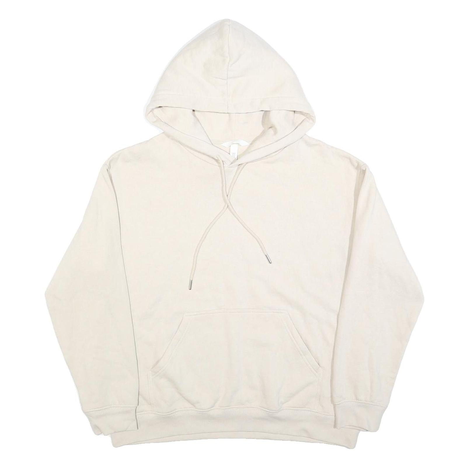 H&M Womens Cream Pullover Hoodie M Cotton Blend Casual Essential
