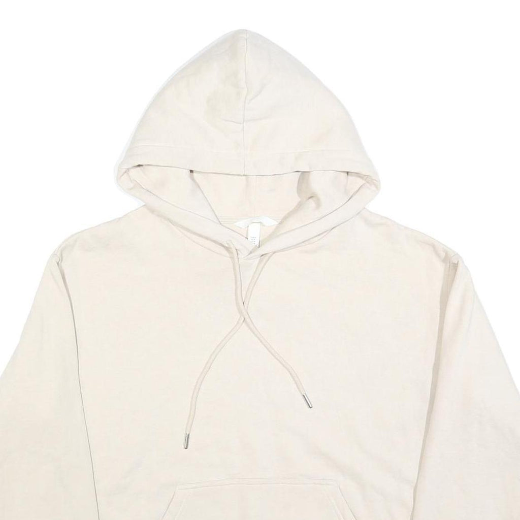 H&M Womens Cream Pullover Hoodie M Cotton Blend Casual Essential