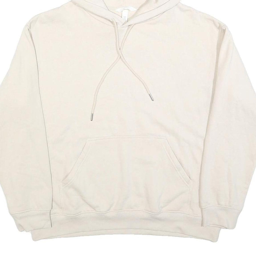 H&M Womens Cream Pullover Hoodie M Cotton Blend Casual Essential