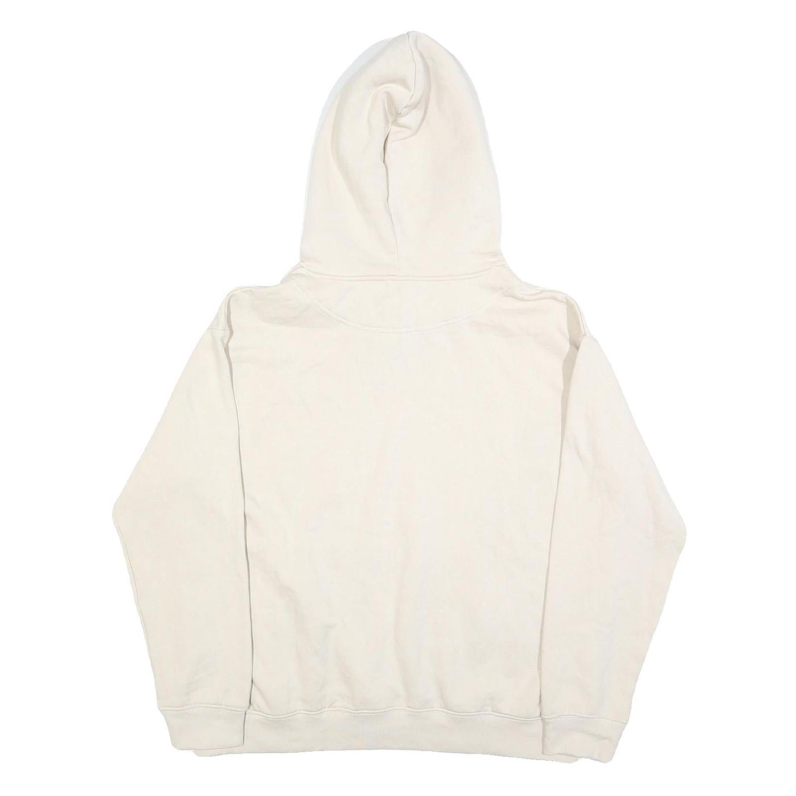 H&M Womens Cream Pullover Hoodie M Cotton Blend Casual Essential