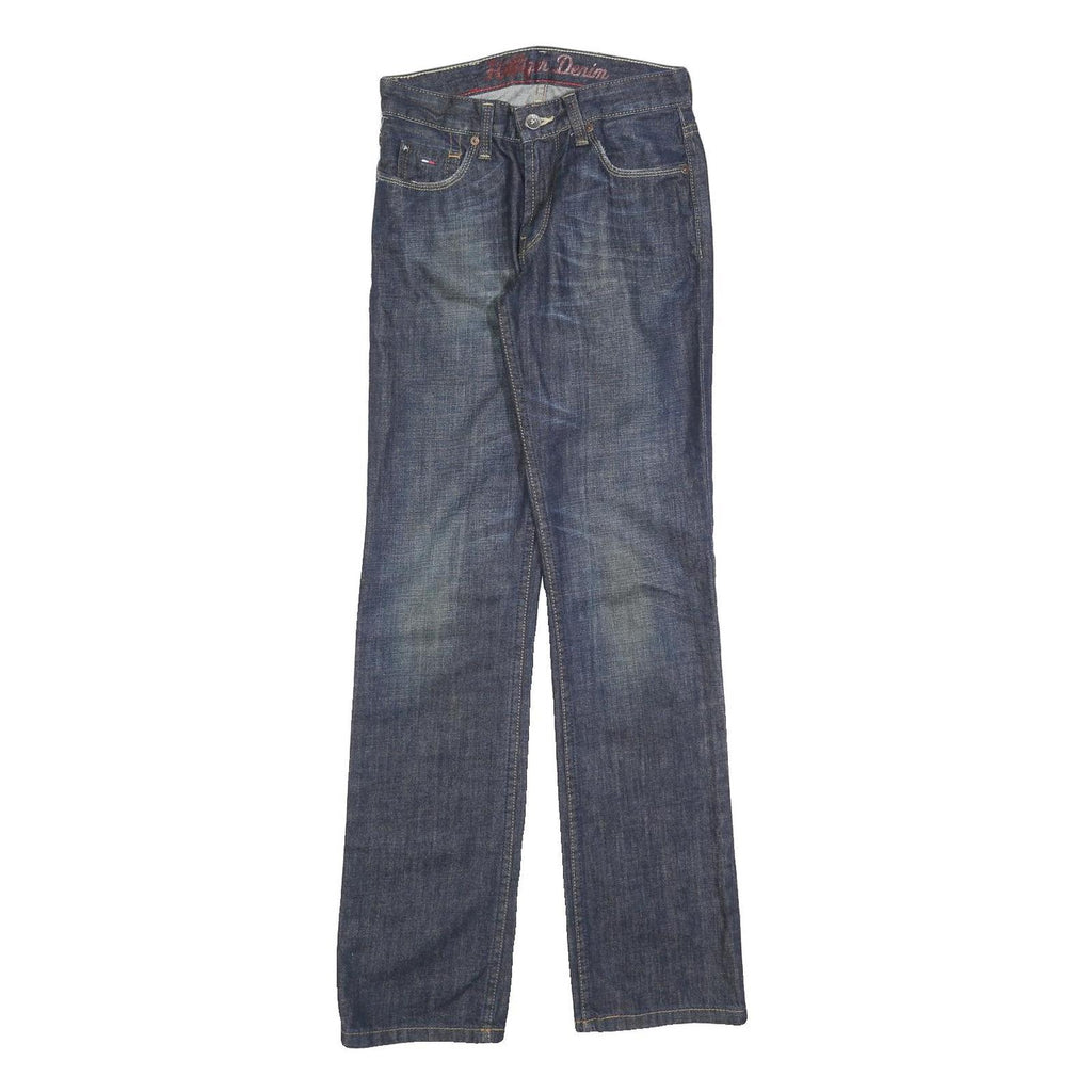 TOMMY HILFIGER Womens Regular Blue Denim Dark Zip Jeans W25 L32 Classic Fit