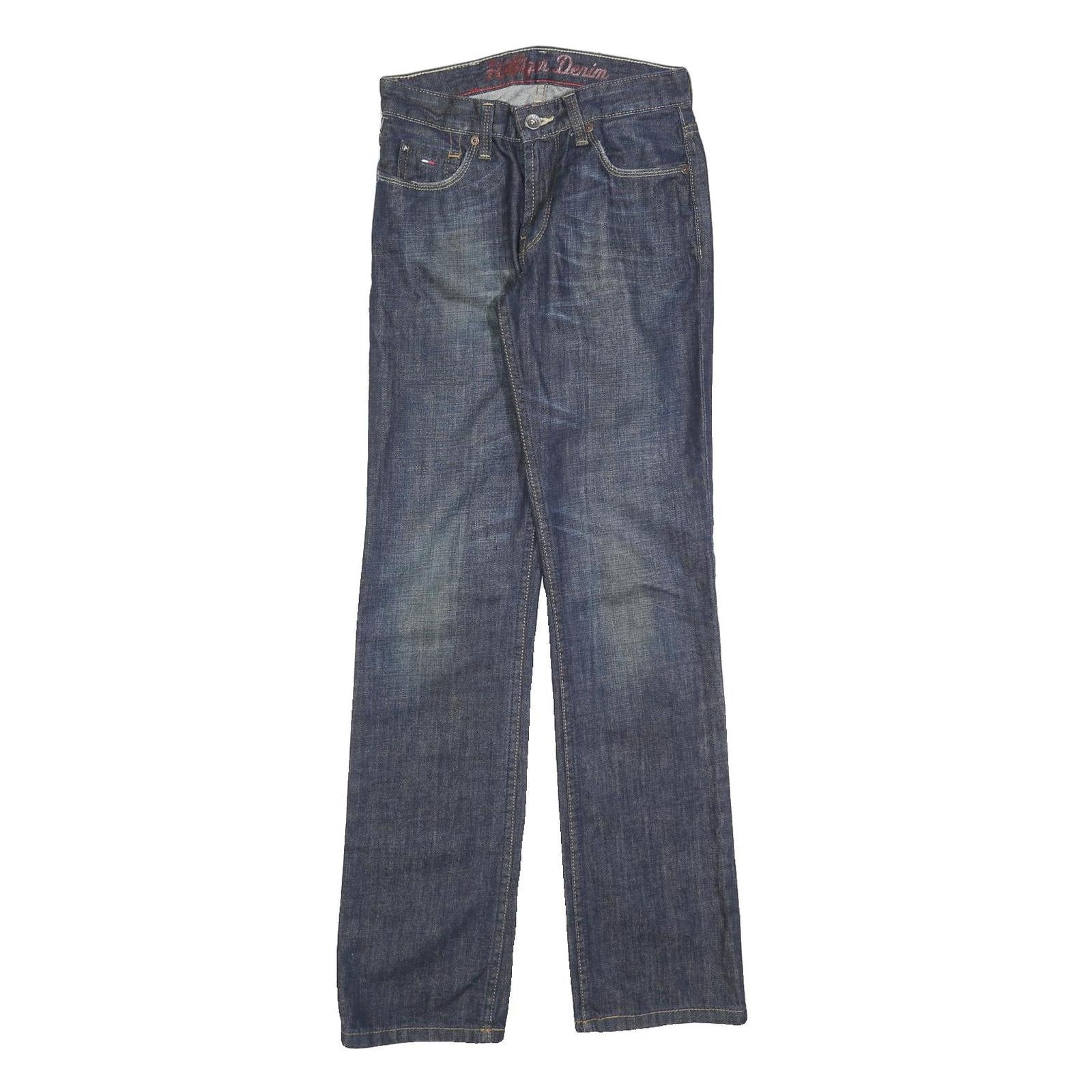 TOMMY HILFIGER Womens Regular Blue Denim Dark Zip Jeans W25 L32 Classic Fit