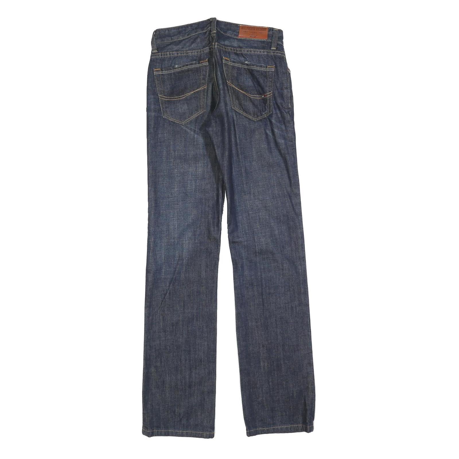 TOMMY HILFIGER Womens Regular Blue Denim Dark Zip Jeans W25 L32 Classic Fit