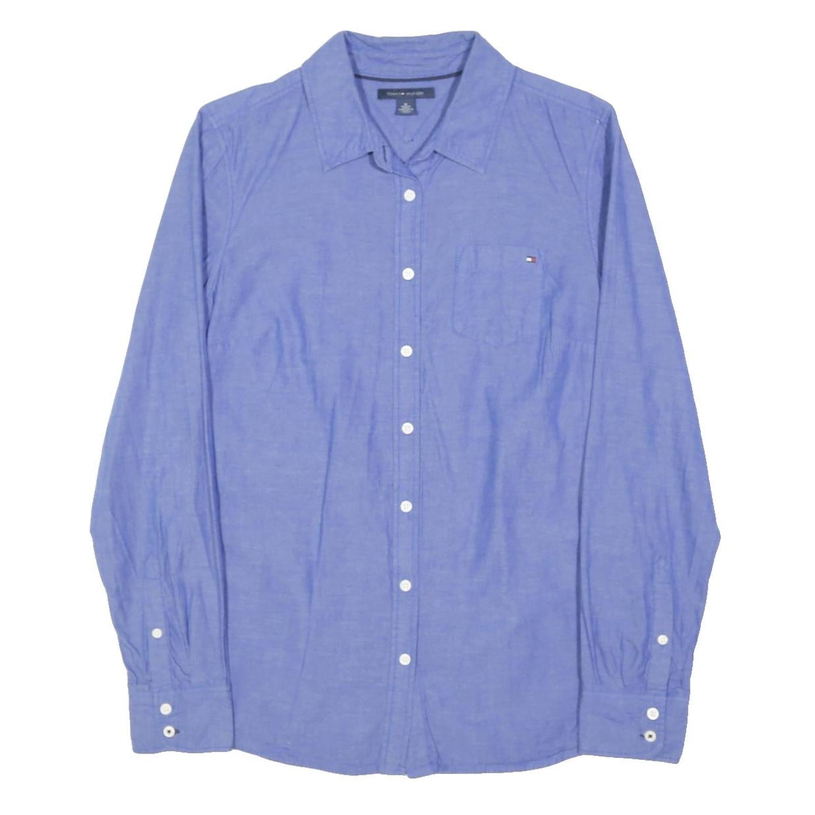 TOMMY HILFIGER Womens Blue Shirt M Cotton Blend Classic Button Up Casual