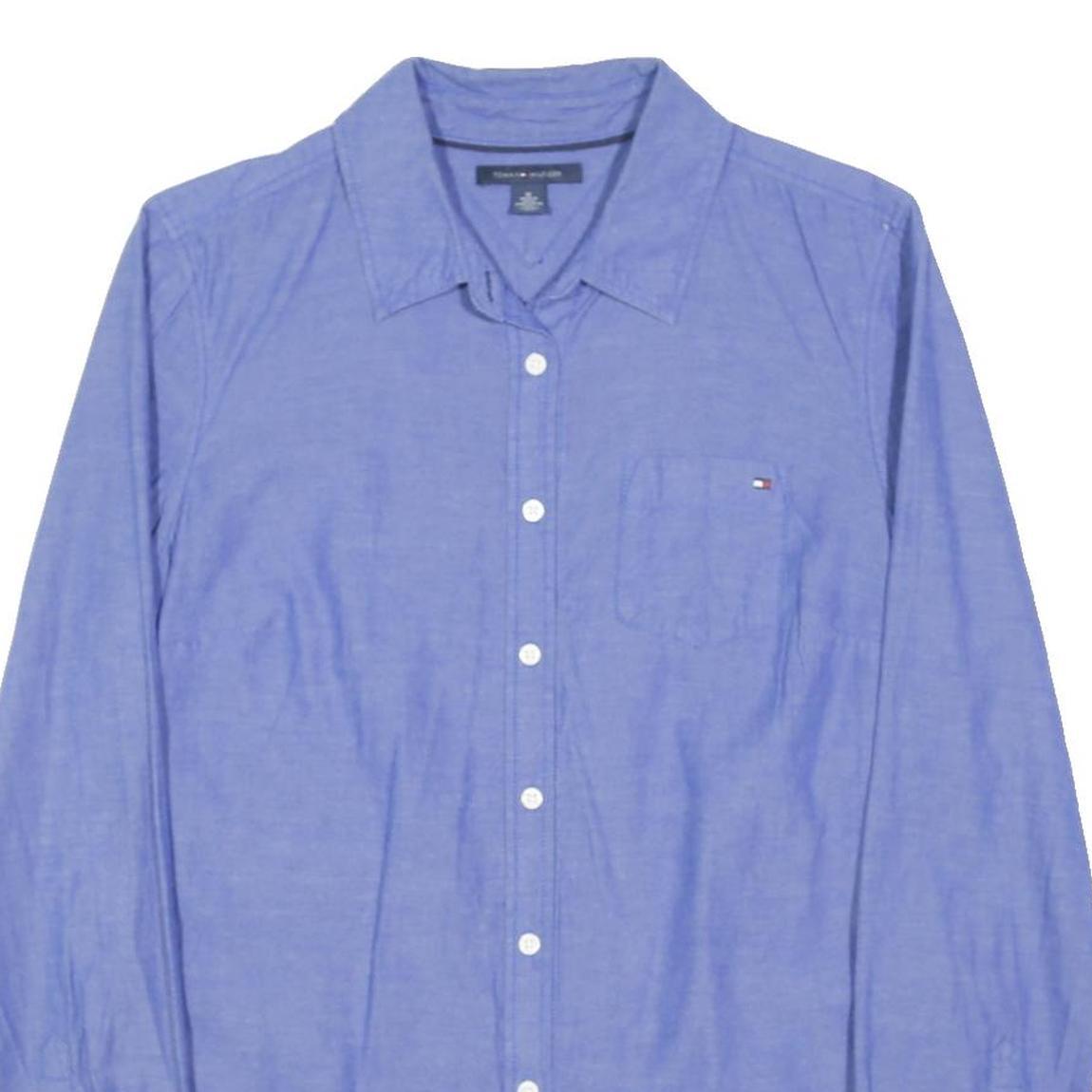TOMMY HILFIGER Womens Blue Shirt M Cotton Blend Classic Button Up Casual