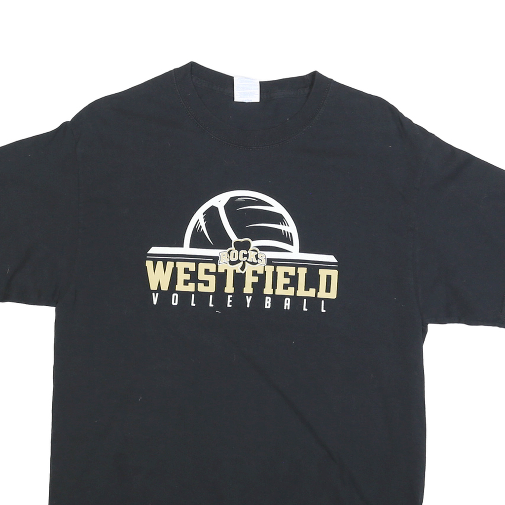 PORT & COMPANY Mens Black Westfield Volleyball Graphic T-Shirt M Crew Neck Short