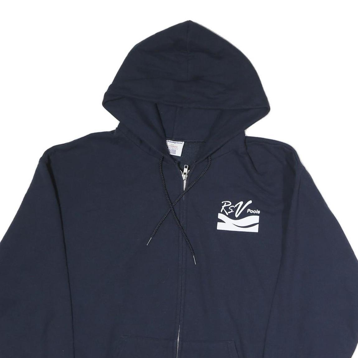 CHAMPION Mens Navy Hoodie L Lifeguard Zip Sweatshirt Cotton